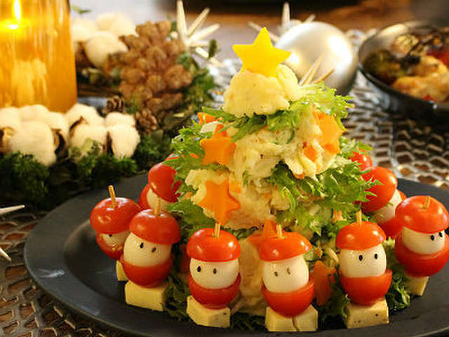 クリスマスに ポテトサラダのツリー